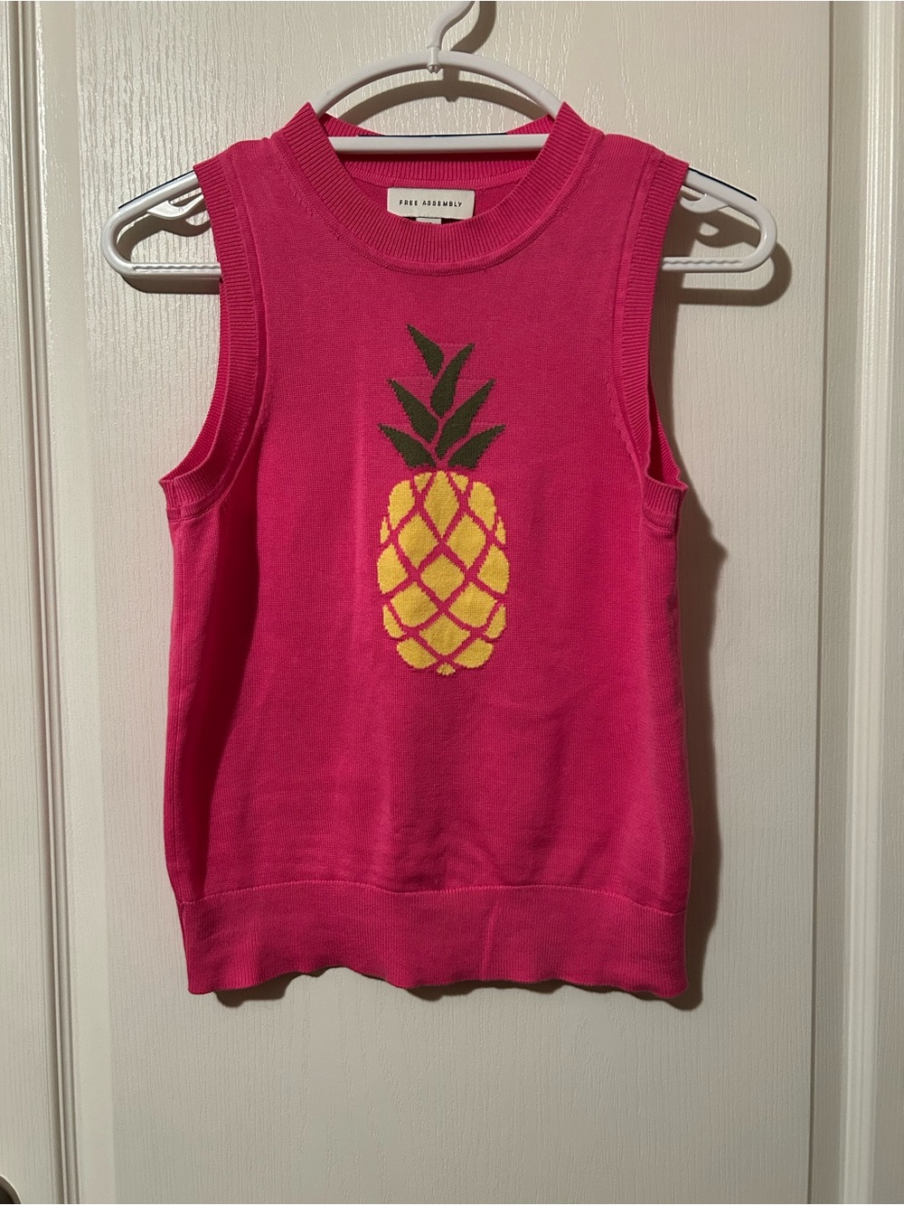 NWOT Free Assembly Pink Pineapple Knit Tank Sweater